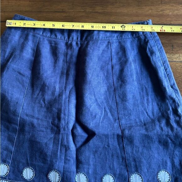 Boden Blue Polkadot 100% Linen A Line Mini Skirt Size 6 Petite - Picture 7 of 8